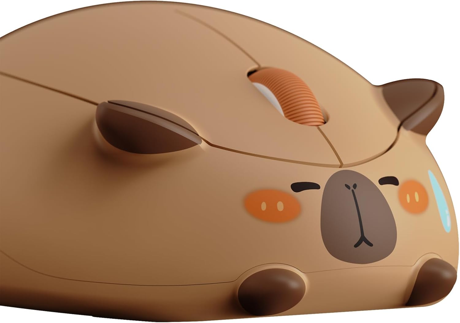 Akko capybara-shaped wireless gaming mouse in brown, viewed from above