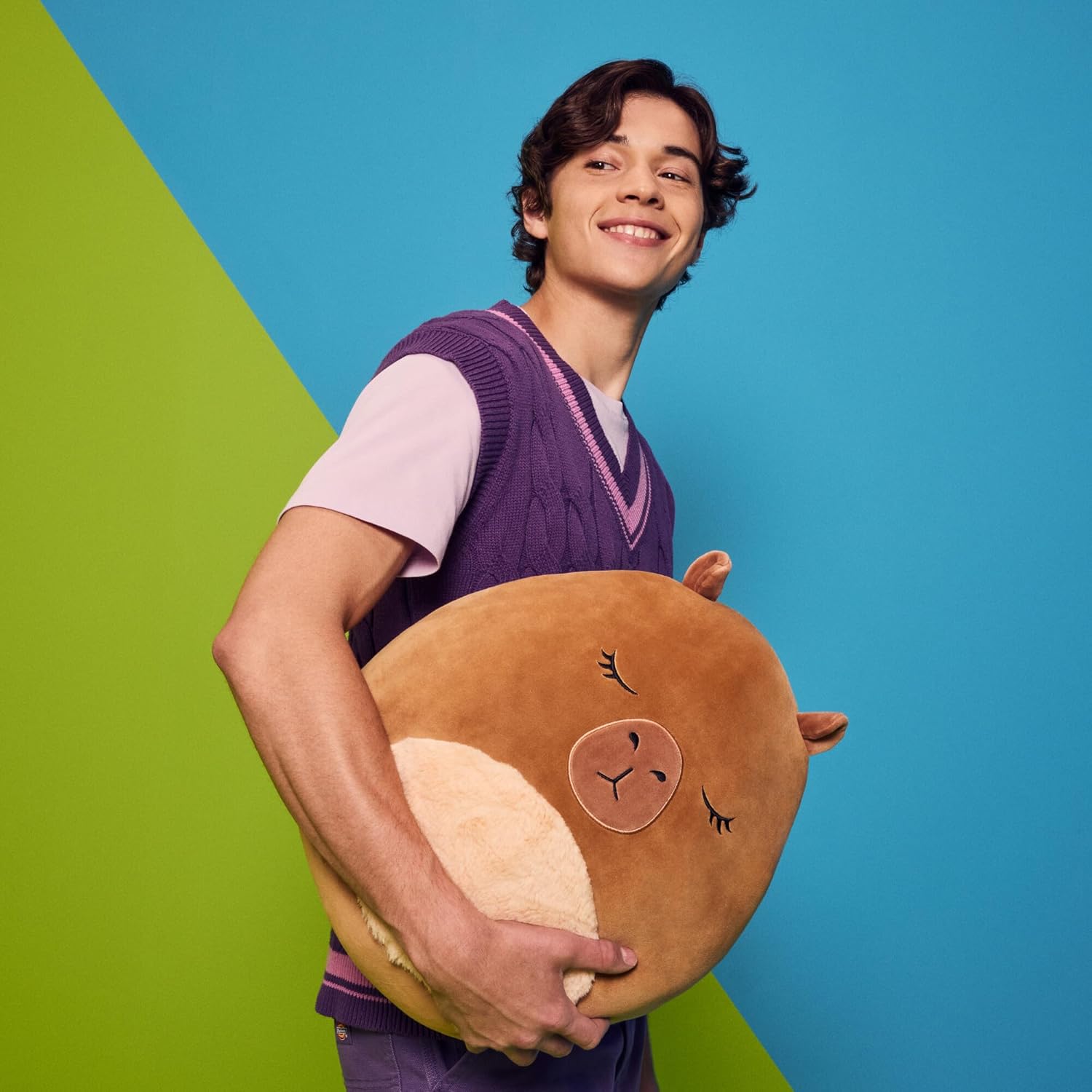 Brown capybara Squishmallow plush, 14 inches, soft and round